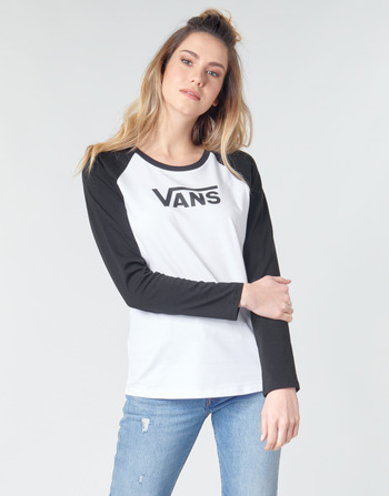 Vêtements Femme T-shirts manches longues Vans FLYING V LS RAGLAN Blanc / Noir