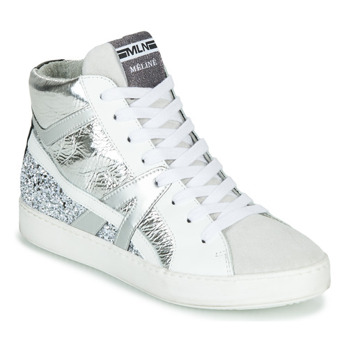 Chaussures Femme Baskets montantes Meline IN1363 Blanc / Argent