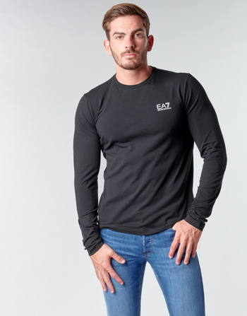 Vêtements Homme T-shirts manches longues Emporio Armani EA7 TRAIN CORE ID M TEE LS ST Noir / Logo blanc