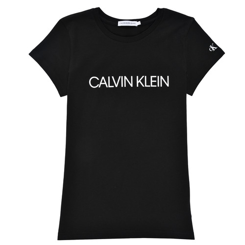 Vêtements Fille T-shirts manches courtes Calvin Klein Jeans INSTITUTIONAL T-SHIRT Noir