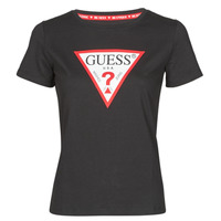 Vêtements Femme T-shirts manches courtes Guess SS CN ORIGINAL TEE Noir