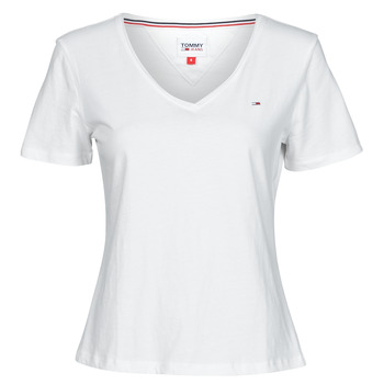 Vêtements Femme T-shirts manches courtes Tommy Jeans SOFT JERSEY V NECK Blanc