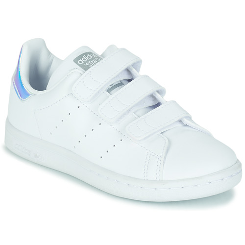 Chaussures Fille Baskets basses adidas Originals STAN SMITH CF C ECO-RESPONSABLE Blanc / Iridescent