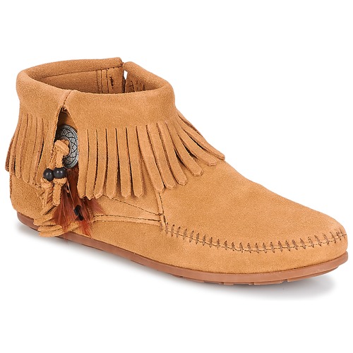 Chaussures Femme Boots Minnetonka CONCHO FEATHER SIDE ZIP BOOT Camel