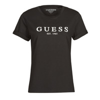 Vêtements Femme T-shirts manches courtes Guess ES SS GUESS 1981 ROLL CUFF TEE Noir