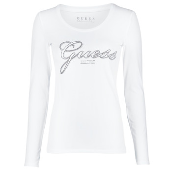 Vêtements Femme T-shirts manches longues Guess LS CN RAISA TEE Blanc