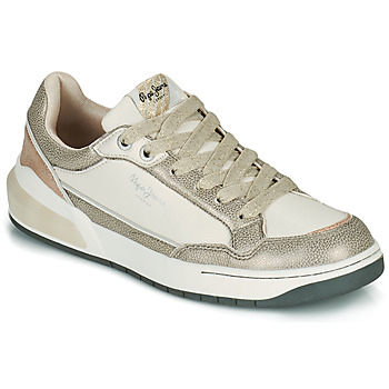 Chaussures Femme Baskets basses Pepe jeans MARBLE GLAM Blanc / Doré 
