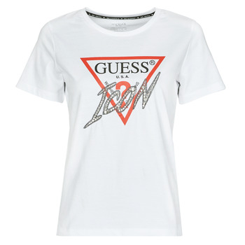 Vêtements Femme T-shirts manches courtes Guess SS CN ICON TEE Blanc