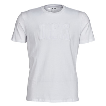 Vêtements Homme T-shirts manches courtes Guess SS BSC VELVET APPLIQUE LOGO TE Blanc