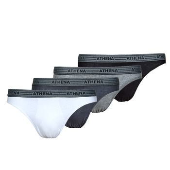 Sous-vêtements Homme Slips Athena BASIC COTON X4 Gris / Gris / Noir / Blanc