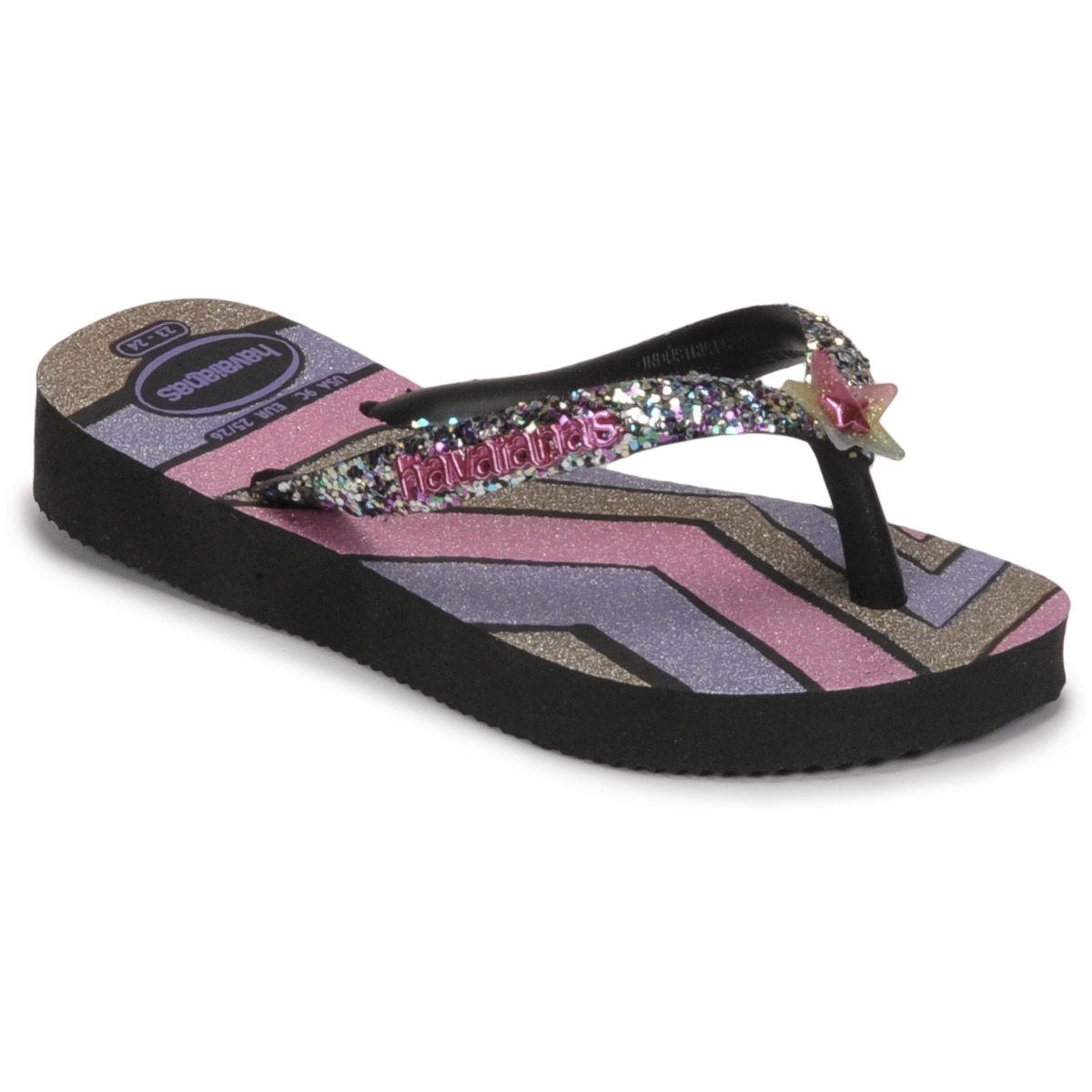 Chaussures Fille Tongs Havaianas KIDS SLIM GLITTER TRENDY Rose / Noir / Violet