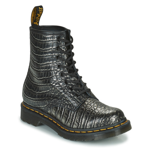 Chaussures Femme Boots Dr. Martens 1460 GUNMETAL WILD CROC EMBOSS Noir