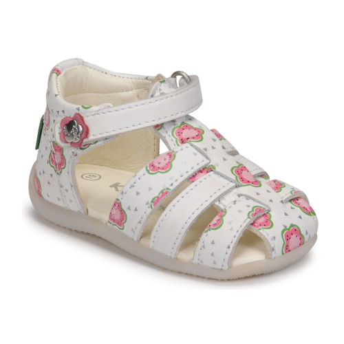 Chaussures Fille Sandales et Nu-pieds Kickers BIGFLO-2 Blanc / Rose