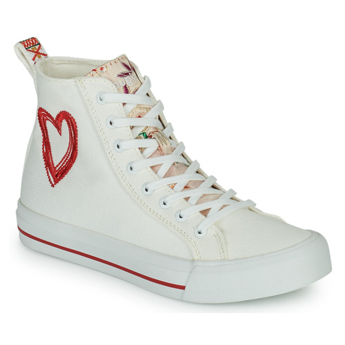 Chaussures Femme Baskets montantes Desigual BETA HEART Blanc / Rouge