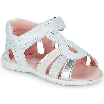 Chaussures Fille Sandales et Nu-pieds Pablosky TASCAL Blanc / Argenté / Rose