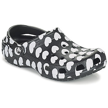 Chaussures Femme Sabots Crocs CLASSIC HEART PRINT CLOG Noir / Blanc