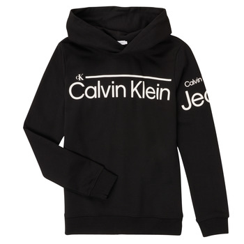 Vêtements Garçon Sweats Calvin Klein Jeans INSTITUTIONAL LINED LOGO HOODIE Noir