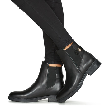 Tommy Hilfiger Coin Leather Flat Boot Noir