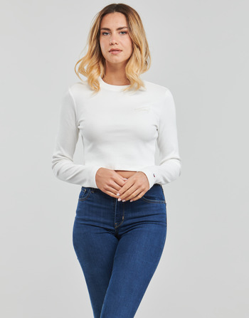 Vêtements Femme Tops / Blouses Tommy Jeans TJW BABY CROP SIGNATURE LS Blanc
