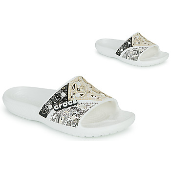 Chaussures Femme Claquettes Crocs CLASSIC CROCS BANDANA SLIDE Blanc / Noir / Beige