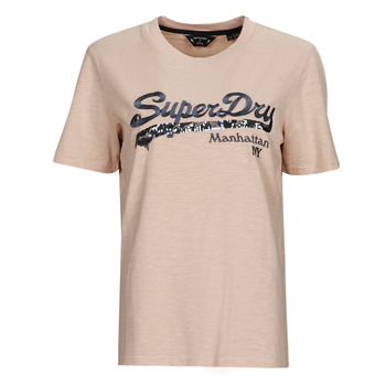 Vêtements Femme T-shirts manches courtes Superdry VINTAGE LOGO BOROUGH TEE Rose Dust