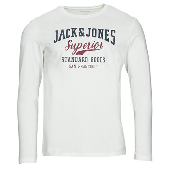 Vêtements Homme T-shirts manches longues Jack & Jones JJELOGO TEE LS O-NECK 2 COL Blanc