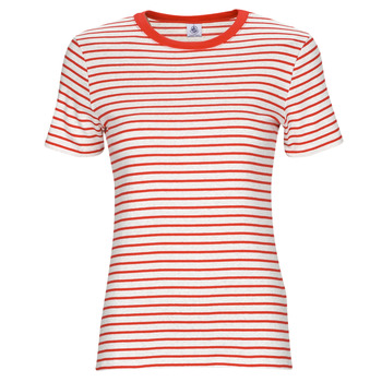 Vêtements Femme T-shirts manches courtes Petit Bateau A06ZF05 Blanc / Rouge