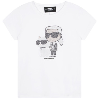 Vêtements Fille T-shirts manches courtes Karl Lagerfeld  Blanc