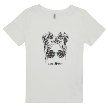 Vêtements Fille T-shirts manches courtes Only KOGKITA-REG-S/S-AMOUR-TOP-JRS Beige