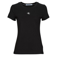 Vêtements Femme T-shirts manches courtes Calvin Klein Jeans MICRO MONO LOGO SLIM Noir