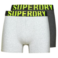 Sous-vêtements Homme Boxers Superdry BOXER DUAL LOGO DOUBLE PACK Charcoal/Grey Fluro