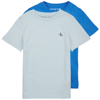 Vêtements Garçon T-shirts manches courtes Calvin Klein Jeans PACK MONOGRAM TOP X2 Bleu / Bleu