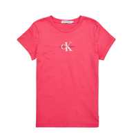 Vêtements Fille T-shirts manches courtes Calvin Klein Jeans MICRO MONOGRAM TOP Rose