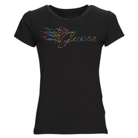 Vêtements Femme T-shirts manches courtes Guess SS GUESS FLAME LOGO R4 Noir