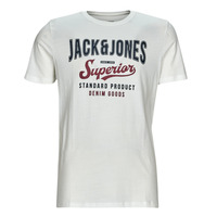 Vêtements Homme T-shirts manches courtes Jack & Jones JJELOGO TEE SS O-NECK Ecru
