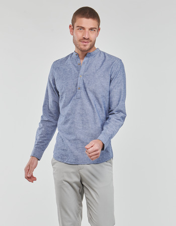 Vêtements Homme Chemises manches longues Jack & Jones JPRBLASUMMER HALF PLACKET SHIRT L/S Bleu