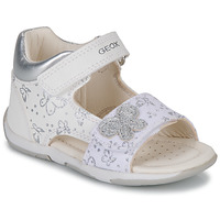 Chaussures Fille Sandales et Nu-pieds Geox B SANDAL TAPUZ GIRL Blanc / Argenté