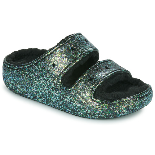 Chaussures Femme Mules Crocs CLASSIC COZZZY GLITTER SANDAL Noir / Glitter