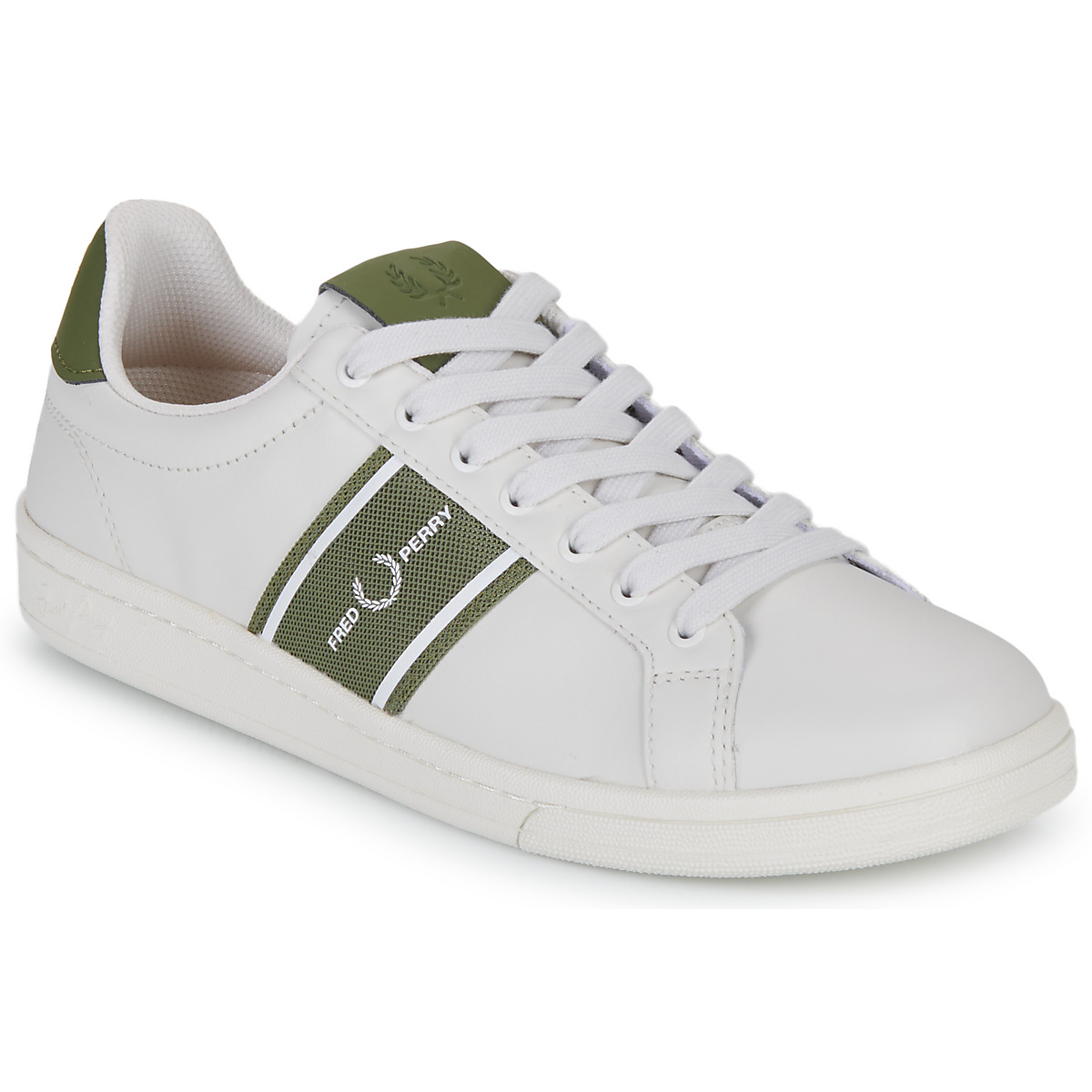 Chaussures Homme Baskets basses Fred Perry B721 LEA GRAPHIC BRAND MESH Porcelaine / Olive