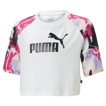 Vêtements Fille T-shirts manches courtes Puma G ESS+ ART RAGLAN TEE Blanc