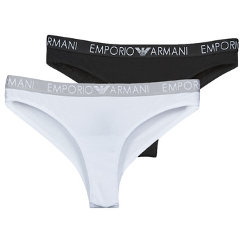 Sous-vêtements Femme Culottes & slips Emporio Armani BI-PACK BRAZILIAN BRIEF PACK X2 Noir / Blanc