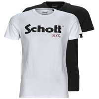 Vêtements Homme T-shirts manches courtes Schott TS 01 MC LOGO PACK X2 Noir / Blanc
