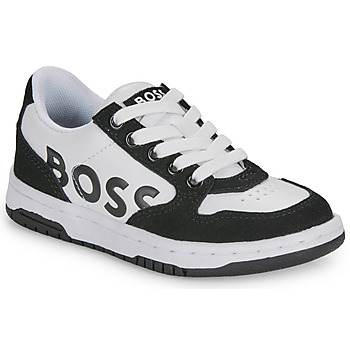 Chaussures Garçon Baskets basses BOSS J29359 Blanc / Noir
