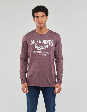 Vêtements Homme T-shirts manches longues Jack & Jones JJLOGO TEE LS O-NECK 1 COL MEL Bordeaux