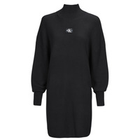 Vêtements Femme Robes courtes Calvin Klein Jeans WOVEN LABEL LOOSE SWEATER DRESS Noir