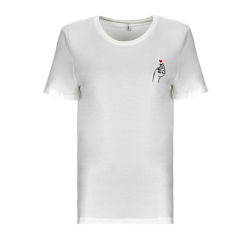 Vêtements Femme T-shirts manches courtes Only ONLSILLE S/S HEART TOP CS JRS Blanc