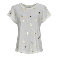 Vêtements Femme T-shirts manches courtes Only ONLTENNA S/S FOIL TOP CS JRS Beige