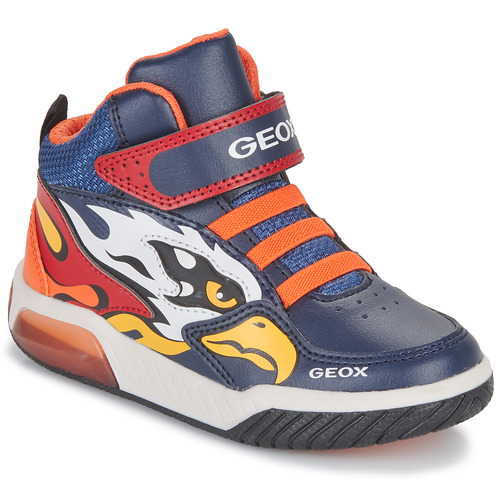 Chaussures Garçon Baskets montantes Geox J INEK BOY B Marine / Orange