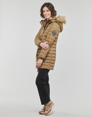 Superdry FUJI HOODED MID LENGTH PUFFER Marron