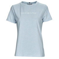 Vêtements Femme T-shirts manches courtes Tommy Hilfiger REG FROSTED CORP LOGO C-NK SS Bleu ciel